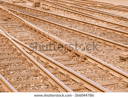  Detail of Railway railroad tracks for trains vintage