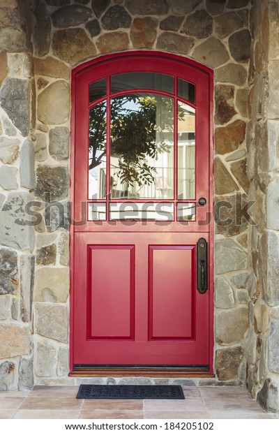 Detail Red Front Door Home Daytime Stock Photo Edit Now