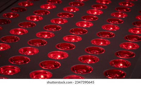 detail of red light therapy panel for skin health, pain relief, recovery and muscle performance and inflammation reduction