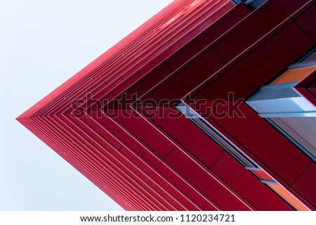 Detail of a red skyscrapers in the sky, abstract
