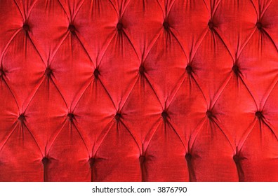 Detail Of A Red Velvet Couch Ideal As Background