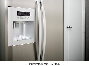 detail of a refrigerator with thread cubes