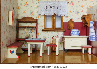 Detail Of Retro Living Room In Doll House