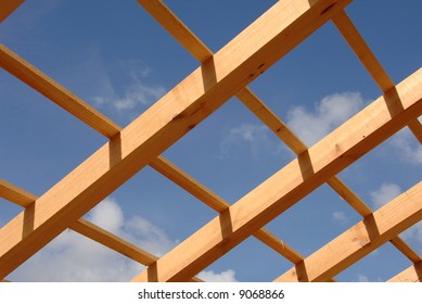 Detail of roof in house  under construction