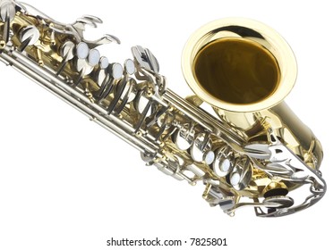 Detail Of  Saxaphone Isolated On White Background