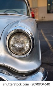 Detail shot of a classic chevy headlight. Vintage car. Classic car. American mucsle.