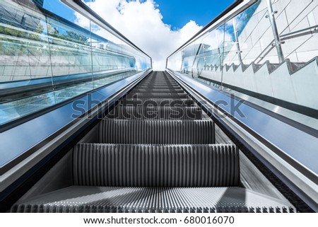 detail shot of escalator in modern buildings or subway station.