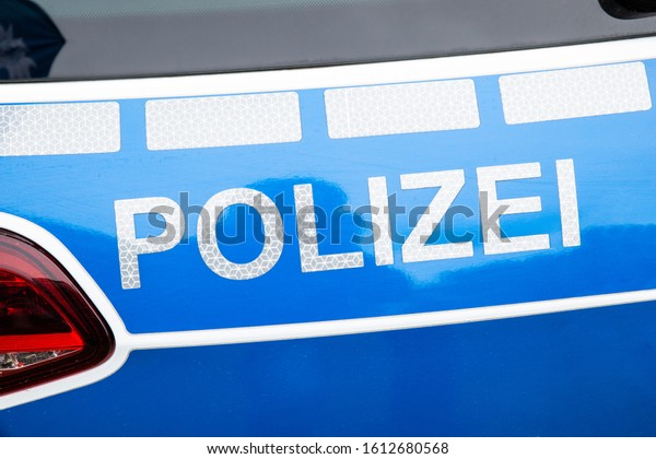 Detail Shot Of German\
Police Car Outdoors