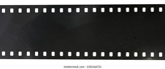 Detail shot of real exposed and black 35mm film material