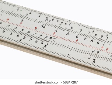 Detail Of A Slide Ruler Isolated On White