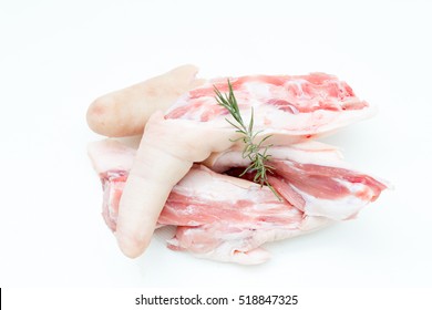 Detail Of Some Pork Tails Prepared To Make Broth