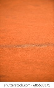 Detail With Sport Shoe Footprints On A Tennis Clay Court