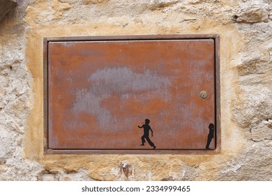 detail of street painting in a village in Spain