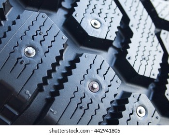 Detail Of Studded Winter Car Tire