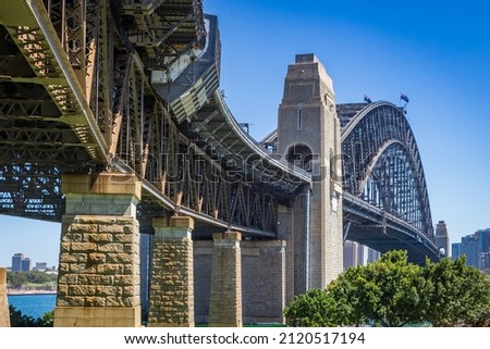 Detail of Sydney Harbour Brigde seen from Bradfield Park, New South Wales, Australia