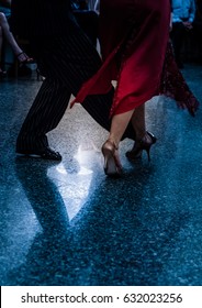 Detail Of Tango Dancers In Milonga Ballroom