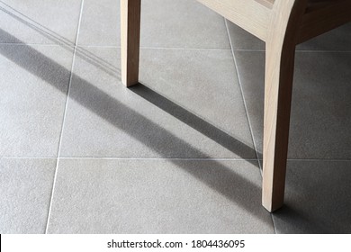 Detail Of Teak Wood Furniture, Closeup Dining Chair On The Floor