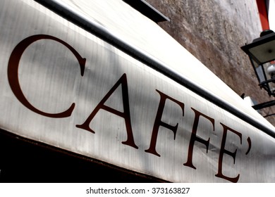 Detail Of The Tent Of An Italian Coffee Shop