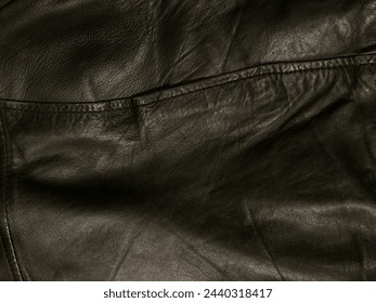 Detail of the texture of a black leather jacket