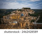 Detail of tightly packed homes in Ragusa Ibla, Sicily, Italy. June 2023