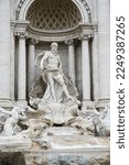 Detail of the Trevi Fountain or “Fontana di Trevi”. It the largest Baroque fountain in Rome, Italy, and one of the most famous fountains in the world. UNESCO World Heritage Site