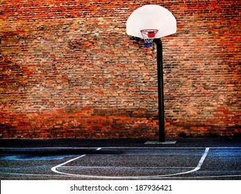 Detail of urban basketball court hoop bball streetball city - Powered by Shutterstock