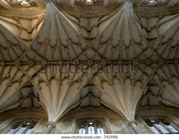 Detail Vaulted Ceiling Winchester Cathedral Hampshire Stock