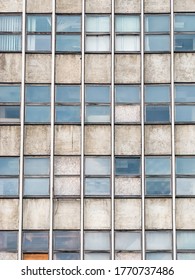 Detail With Very Old Office Building From Communist Era. Worn Out Office Building.