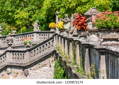 Detail View Of The Baroque Garden Of Würzburg Residence In Germany