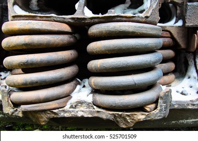 Detail View On Rusty Springs Of The Old Boxcar