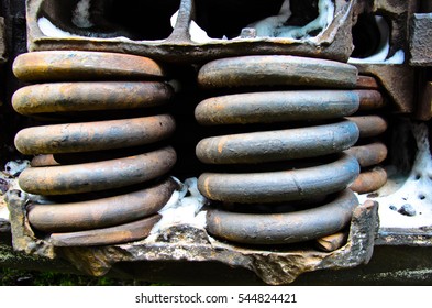 Detail View On Rusty Springs Of The Old Boxcar