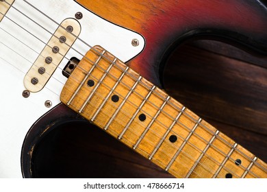 detail of vintage guitar