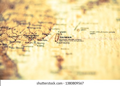 Detail Of A Vintage Map (copyright Expired) Showing Taiwan, Taiwan Strait.