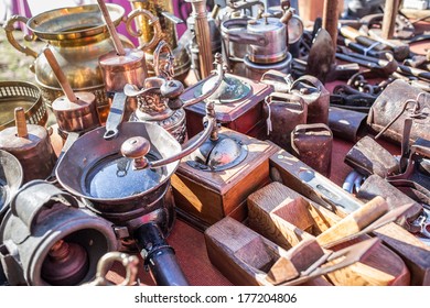 Detail Of Vintage Market In A Sunny Day.