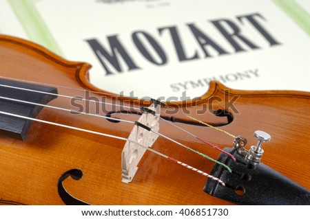 detail of violin as music instrument of orchestra