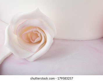 Detail Of Wedding Cake With  White Rose (space For Your Logo Or Text)