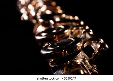 Detail Of A Western Concert Flute, Black Background