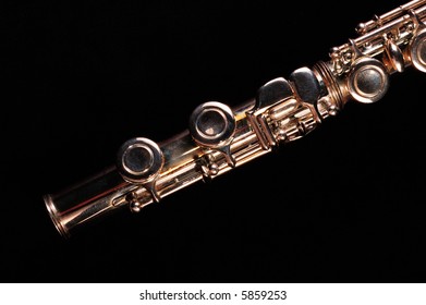 Detail Of A Western Concert Flute, Black Background