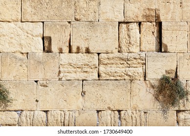 Detail Of Western Wall In Jerusalem Old City, Israel.