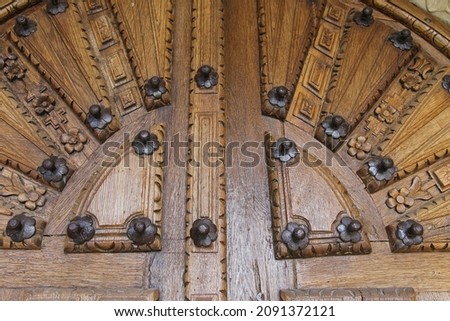 Detail of the wooden door of a church in the north of Palencia, Spain Zdjęcia stock © 