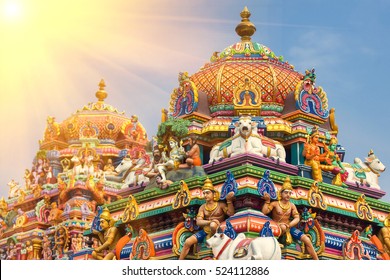 Detail Work In Gopuram, Hindu Temple Kapaleeshwarar., Chennai, Tamil Nadu, India