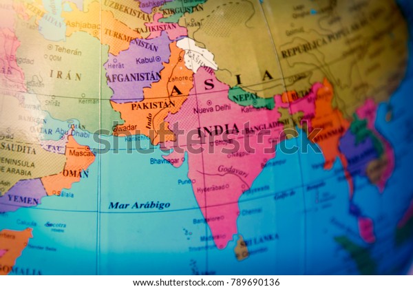 Travel To India detail of the world map of asia and india