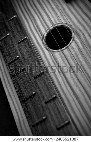 Detail of Zither (Musical Instrument) Fretboard, Strings and Soundhole