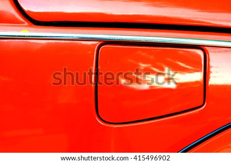 Detailed close up of a petrol cap cover on a reto car