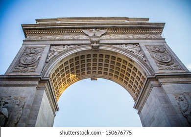 Detailed image of the Washington Square Park Arch in New York City