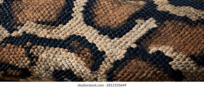 Detailed macro view of a python snake's skin, showcasing the complex geometric patterns and textures of its scales.