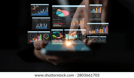 Detailed Overview of Data Visualization on a Mobile Device with Interactive Graphs and Analytics Metrics Displayed in a Dark Setting
