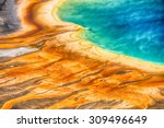 Detailed photo of Grand Prismatic Spring from above. Yellowstone National Park, Wyoming, USA