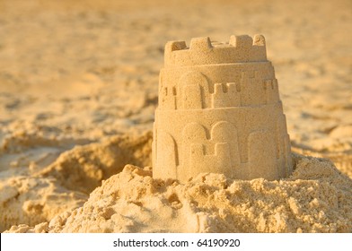 Detailed photograph of a sandcastle