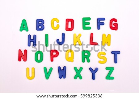 Detailed plastic letters on a pure white background